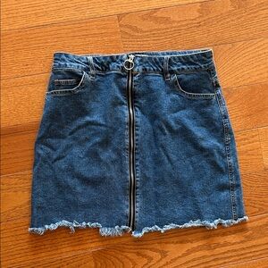 Denim Zipper Front Skirt